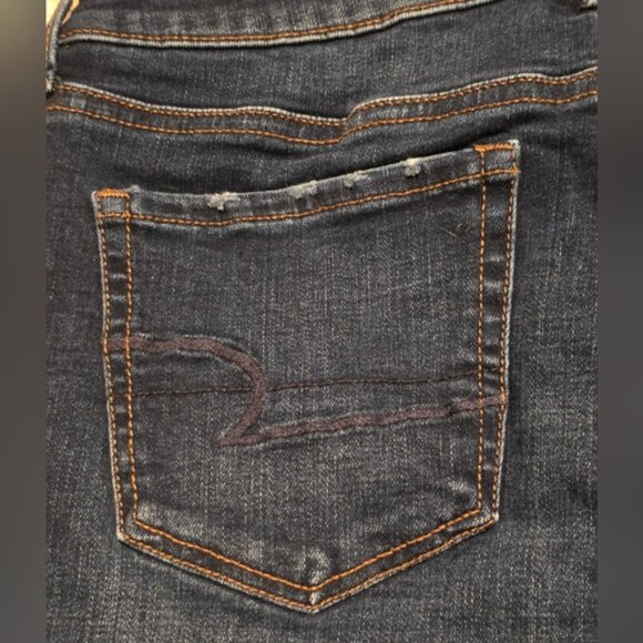 American Eagle Outfitters Women's Dark Blue Denim Shortie Shorts - Picture 7 of 7